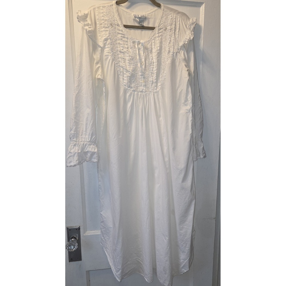 Vintage Miss Elaine Womens 100% Cotton Nightgown Medium Union Made USA